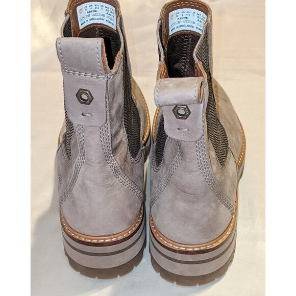 Timberland Women's Courmayeur Valley Chelsea Boots Taupe Nubuck Leather Size 10 - Picture 4 of 9